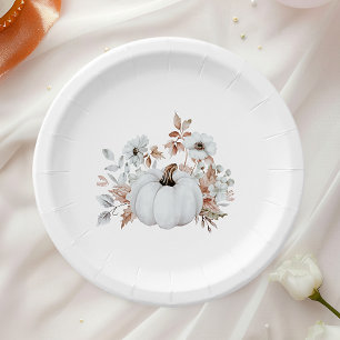 Simple Elegant White Pumpkin  Paper Plate