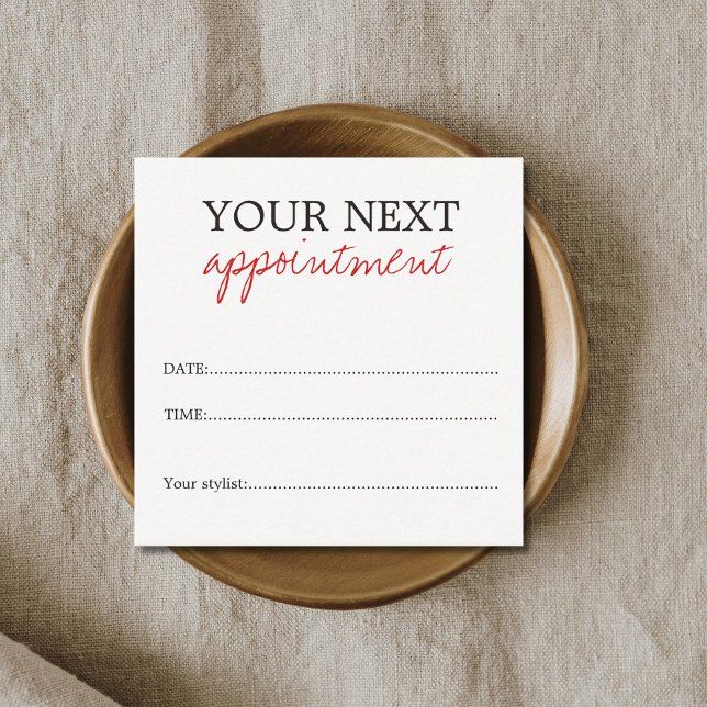 Simple Elegant White Red Beauty Appointment Card (Creator Uploaded)