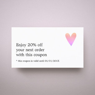 Simple Elegant White Rose Heart Coupon