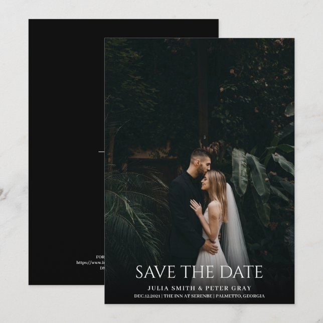 Simple Elegant White Typography Photo Wedding STD  Invitation (Front/Back)