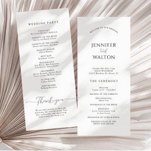 Simple Elegant white wedding Programme