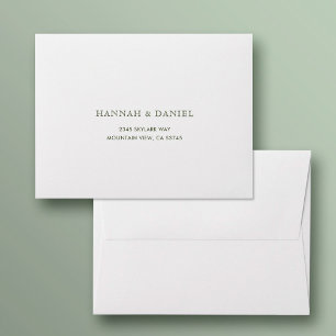 Simple Elegant White Wedding Return Address RSVP Envelope