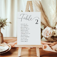 Simple elegant white wedding seating chart cards