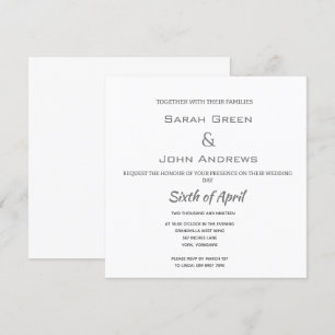 Simple Elegant White Wedding Square Invitation