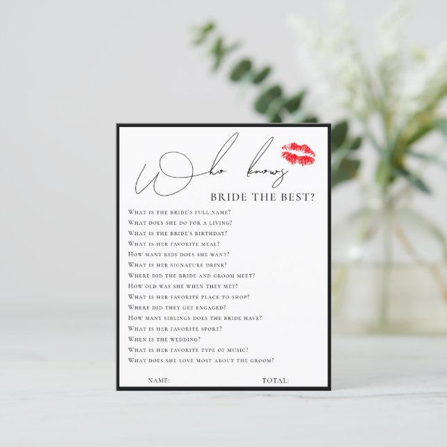 Simple elegant who knows the bride best game (Standing Front)