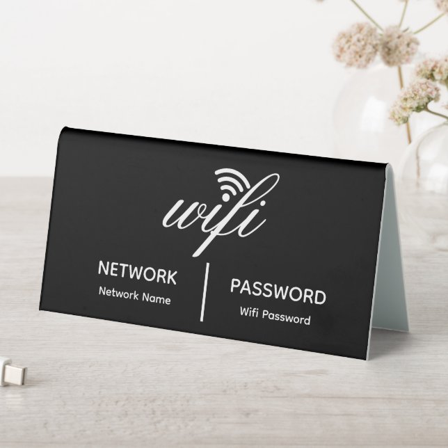 Simple Elegant Wifi Network Password Info Black (In SItu (Table))