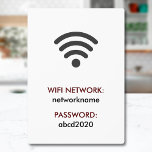Simple Elegant Wifi Network Password Info Sign Plaque<br><div class="desc">Add a network name and password, and easily create your wifi network info sign. You can TRANSFER this DESIGN on other Zazzle products and adjust it to fit most of the Zazzle items. You can also click the CUSTOMIZE button to add, delete or change details like background colour, text, font,...</div>