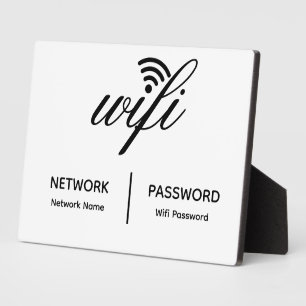 Simple Elegant Wifi Network Password Info Tabletop Plaque