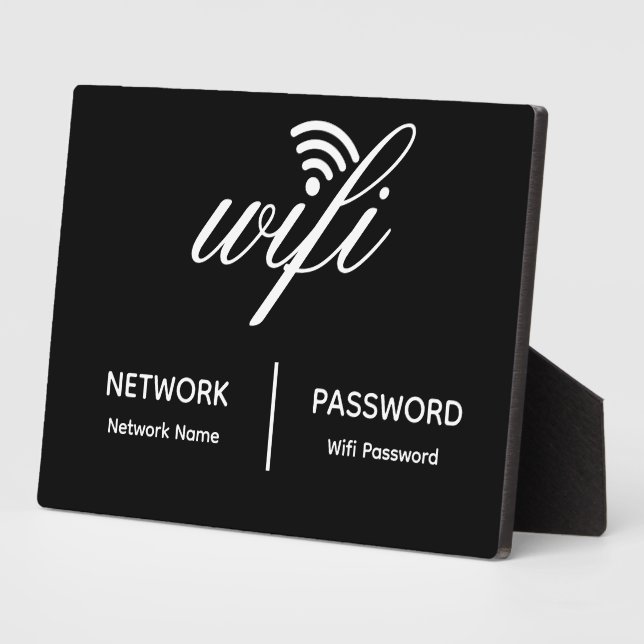 Simple Elegant Wifi Network Password Info Tabletop Plaque (Side)