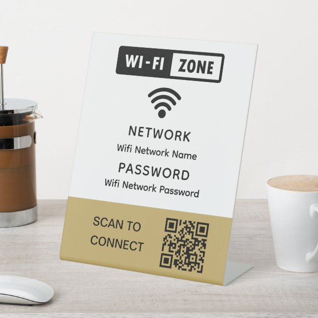 Simple Elegant Wifi QR Code Network Password  Pedestal Sign (In SItu)