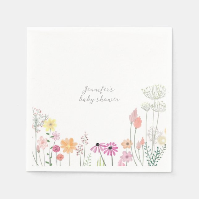 Simple Elegant Wildflower Baby Shower  Napkin (Front)