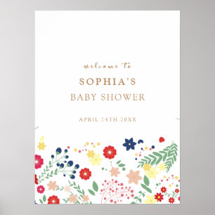 Simple Elegant Wildflower Baby Shower Welcome Poster