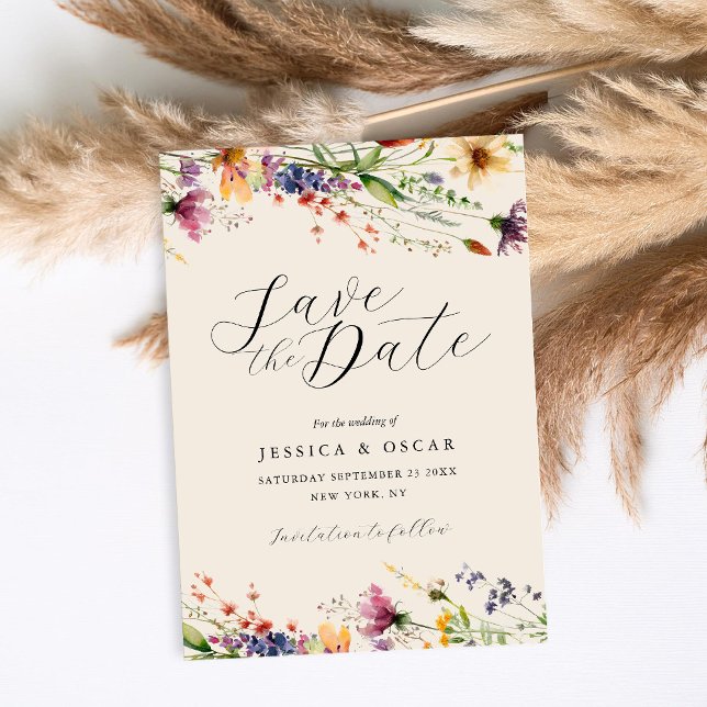 Simple Elegant Wildflower Spring Summer Wedding Save The Date (Creator Uploaded)
