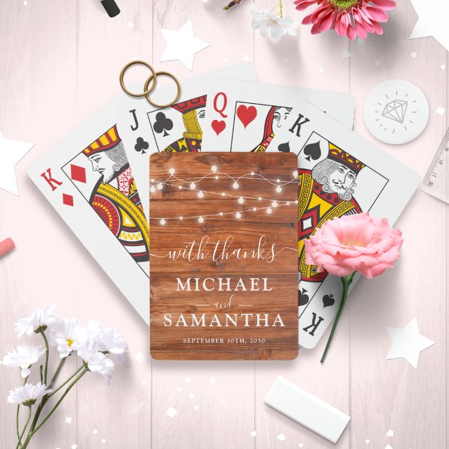 Simple Elegant Wood Rustic Wedding Favour Thank Yo Playing Cards (Makes a perfect wedding party favor to thank your guests for attending your special day. )