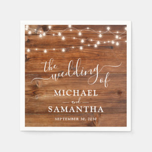 Simple Elegant Wood Rustic Wedding Napkin