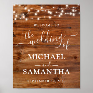 Simple Elegant Wood Rustic Wedding Poster
