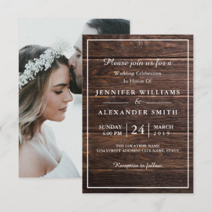 Simple Elegant Woodsy Photo Wedding Invitation