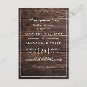 Simple Elegant Woodsy Wedding Invitation