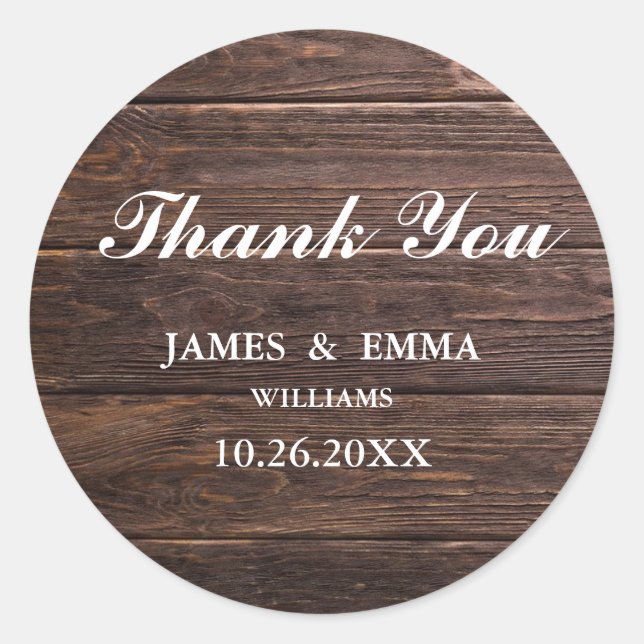 Simple Elegant Woodsy Wedding Thank You Stickers (Front)
