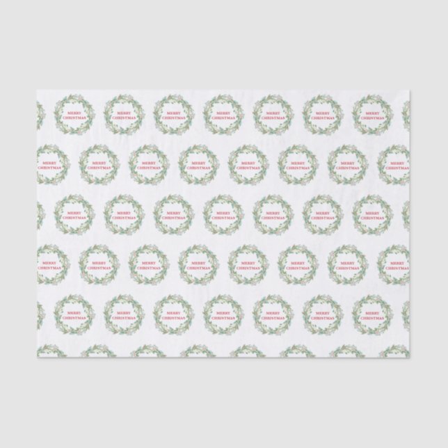 Simple Elegant Wreath Modern Christmas Tissue Paper (Front)