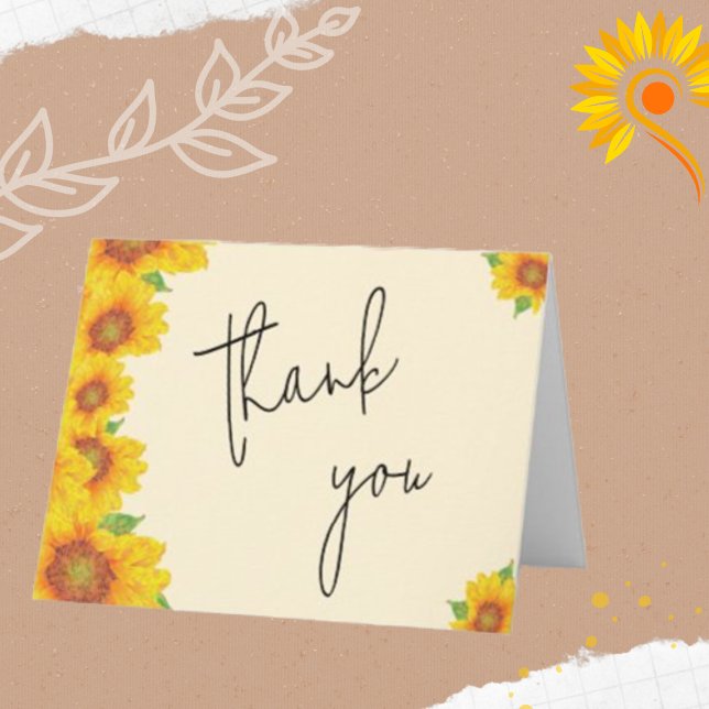 Simple Elegant Yellow Sunflowers Thank You Card (Creator Uploaded)