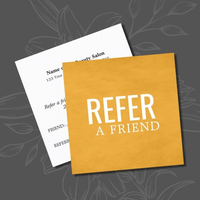 Simple Elegant Yellow White Referral Card (Creator Uploaded)