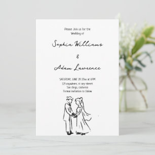 Simple elegent Hand Drawn Wedding Invitation