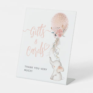 Simple Elephant & Balloon Baby Shower Card gift Pedestal Sign