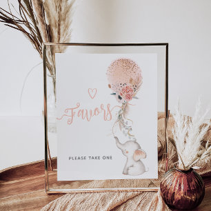 Simple Elephant & Balloon Baby Shower favours Poster