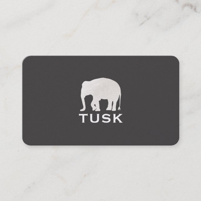 Simple Elephant Black Business Card (Front)