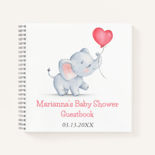 Simple Elephant & Heart Balloon Guestbook Notebook