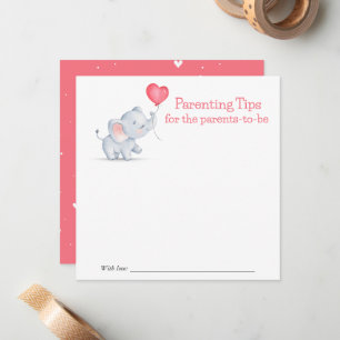 Simple Elephant & Heart Balloon Parenting Tips Card