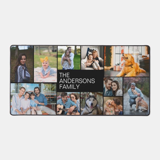 Simple Eleven Family Photo Collage Desk Mat  (Front)