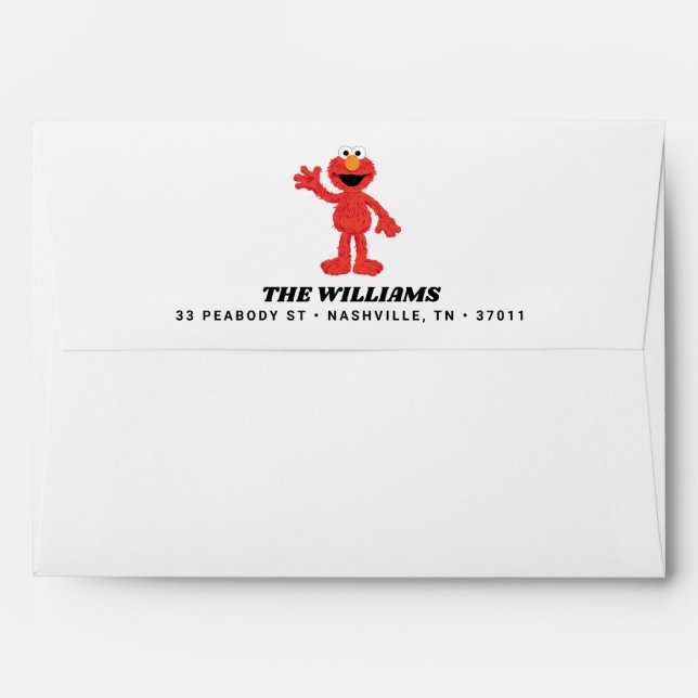 Simple Elmo 1st Birthday Envelope (Back (Top Flap))