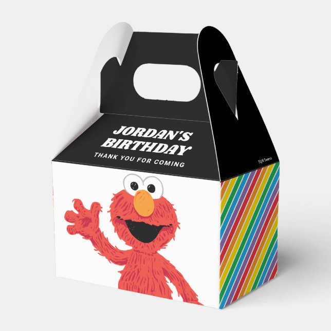 Simple Elmo 1st Birthday Favour Box (Front Side)
