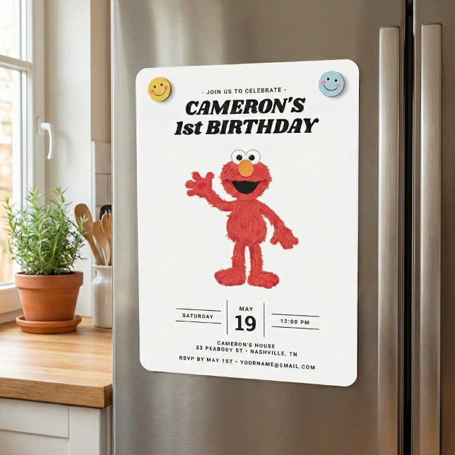 Simple Elmo 1st Birthday Invitation (Creator Uploaded)