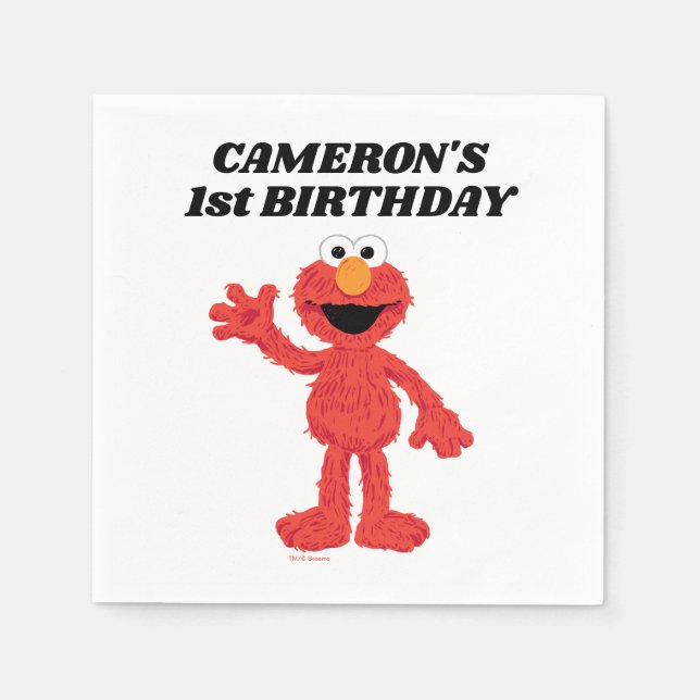 Simple Elmo 1st Birthday Napkin (Front)