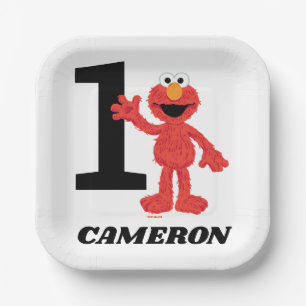Simple Elmo 1st Birthday Paper Plate