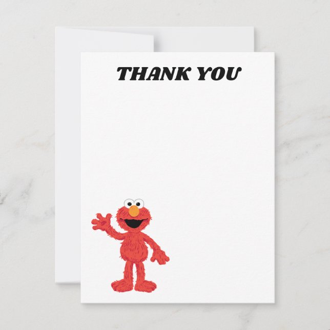 Simple Elmo 1st Birthday Thank You Card (Front)