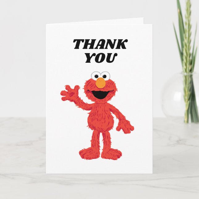 Simple Elmo 1st Birthday Thank You Card (Front)