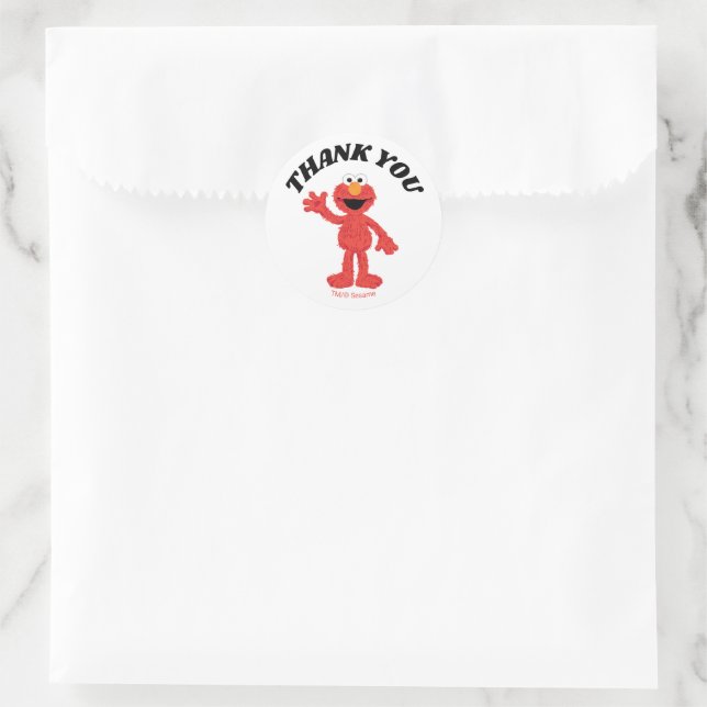 Simple Elmo 1st Birthday Thank You Classic Round Sticker (Bag)