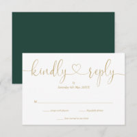 Simple Emerald And Gold Script Heart Kindly Reply