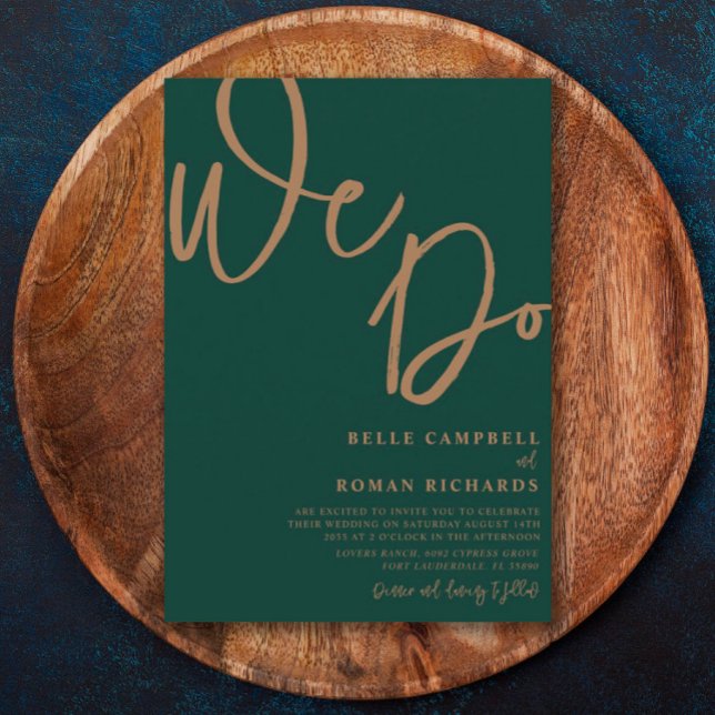 Simple Emerald & Gold Calligraphy Wedding  Invitation (Creator Uploaded)