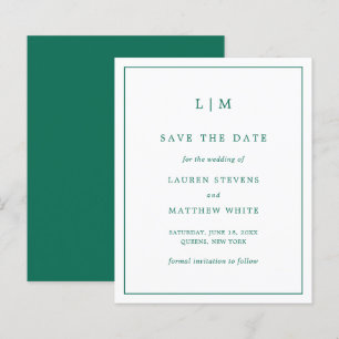 Simple Emerald Green Budget Wedding Save the Date