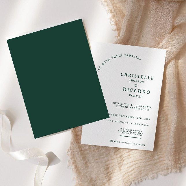 Simple Emerald green minimalist wedding invitation (Creator Uploaded)
