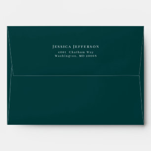 Simple Emerald Green Modern Wedding Envelope