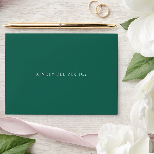 Simple Emerald Green Modern Wedding Envelope (Wedding)