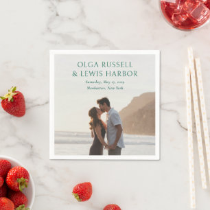 Simple Emerald Green Modern Wedding Napkin