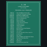 Simple Emerald Green Monogram Elegant Wedding<br><div class="desc">Simple Wedding Timeline featuring a modern yet elegant design with your two letter monogram at the top and your details surrounded by a thin border. All text is in white over a jewel tone emerald green background and may be changed to any colours you wish by clicking the "customise" button....</div>