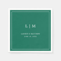 Simple Emerald Green Monogram Elegant Wedding